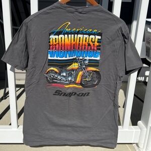 Snap-on American IronHorse Graphic T-Shirt Mens XL Gray Motorcycle Crew Neck